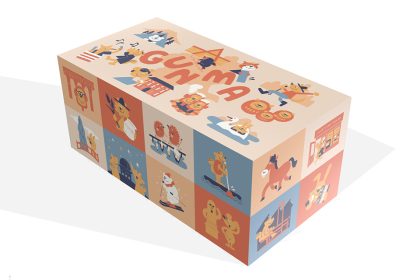 群馬の名所がかわいいイラストで描かれたお菓子詰め合わせ用貼り箱