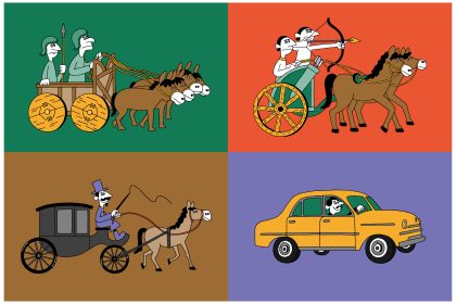 【イベントパネル用】車輪の歴史に関するイラスト