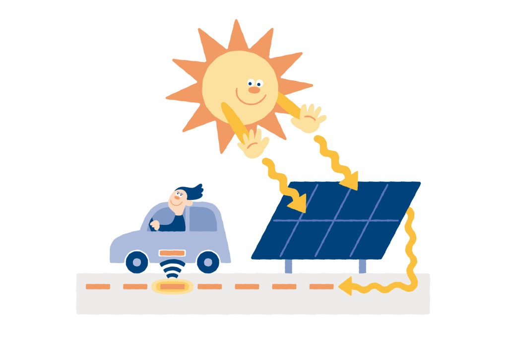 【大阪万博】自動給電バス内広告用イラスト 太陽光発電